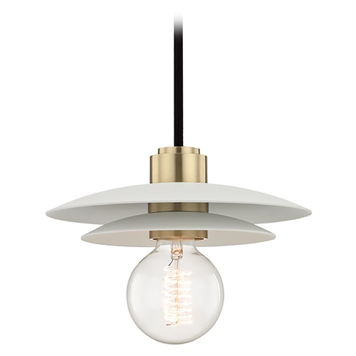 Mitzi by Hudson Valley Milla Mini Pendant in Brass by Mitzi by Hudson Valley H175701S-AGB/WH