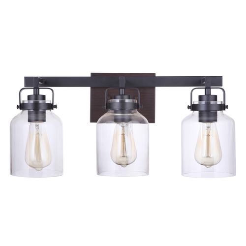 Foxwood Flat Black & Dark Teak Bathroom Light by Craftmade Lighting