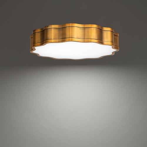 Vaughan 16-Inch LED Flush Mount in Aged Brass 3000K by WAC Lighting