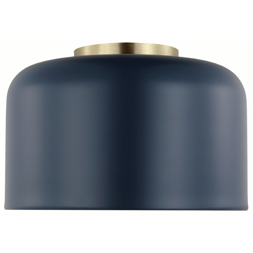 Visual Comfort Studio Collection Malone Navy & Satin Brass Flushmount Light