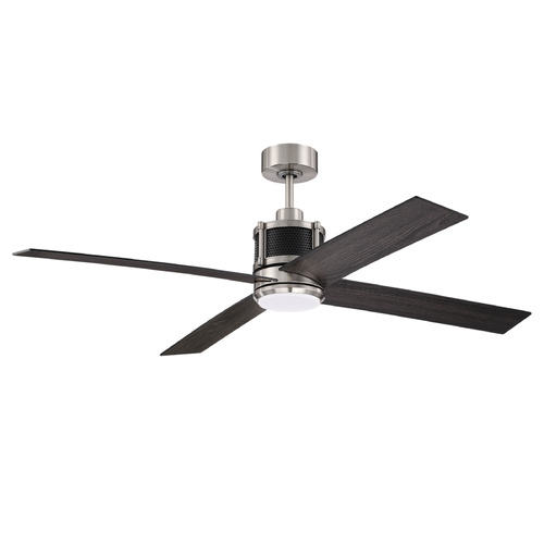 Craftmade Lighting Gregory Brushed Polished Nickel & Flat Black LED Ceiling Fan by Craftmade Lighting GRG56BNKFB4