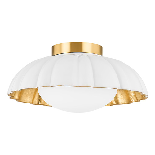 Mitzi by Hudson Valley Mitzi Chloe Aged Brass Ceramic White Sconce H666501-AGB/CSW