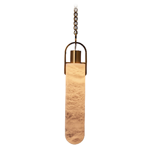 Kalco Lighting Flint Winter Brass LED Mini-Pendant Light with Cylindrical Shade