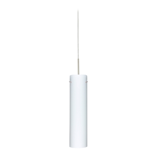Besa Lighting Modern Pendant Light White Glass Satin Nickel by Besa Lighting 1JT-722407-SN