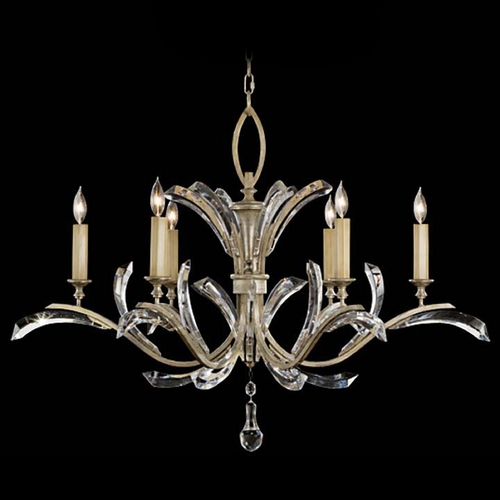 Fine Art Lamps Beveled Arcs Silver Leaf Crystal Chandelier