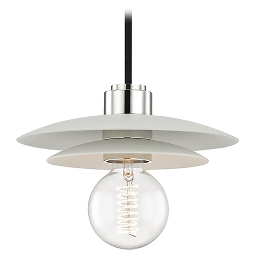 Mitzi by Hudson Valley Milla Mini Pendant in Polished Nickel by Mitzi by Hudson Valley H175701S-PN/WH