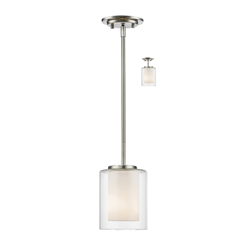 Z-Lite Z-Lite Willow Brushed Nickel Mini-Pendant Light with Cylindrical Shade 426MP-BN