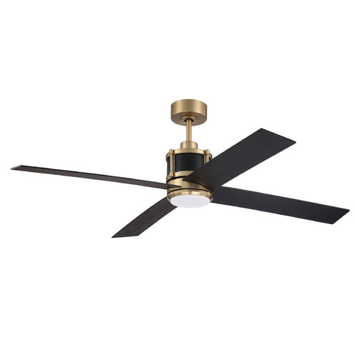 Craftmade Lighting Gregory Satin Brass & Flat Black LED Ceiling Fan by Craftmade Lighting GRG56SBFB4