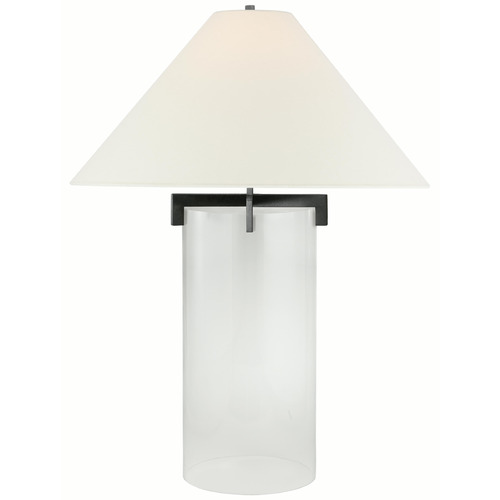 Visual Comfort Signature Collection Brooks Aged Iron & Clear Table Lamp with Coolie Shade