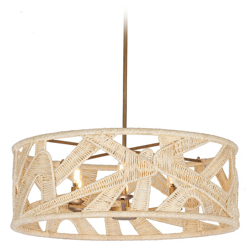 Kalco Lighting Soga Modern Gold & White Pendant Light with Drum Shade