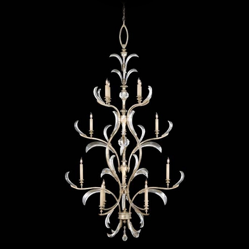 Fine Art Lamps Beveled Arcs Silver Leaf Crystal Chandelier