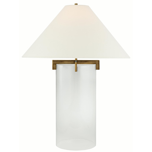 Visual Comfort Signature Collection Brooks Gilded Iron & Clear Table Lamp with Coolie Shade