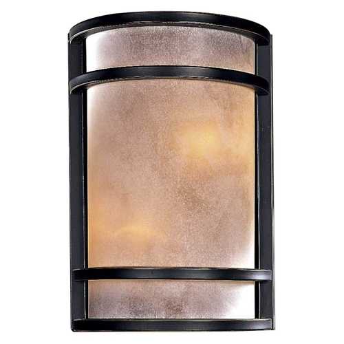 Modern Sconce Wall Light with White Glass in Dark Restoration Bronze by Minka Lavery
