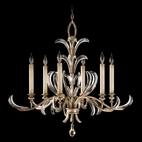 Fine Art Lamps Beveled Arcs Silver Leaf Crystal Chandelier