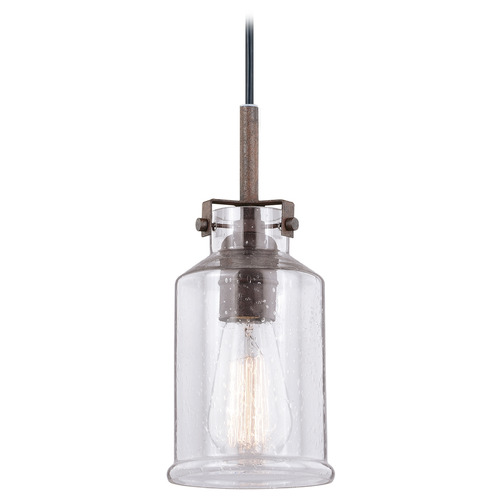 Vaxcel Lighting Milone Textured Rustic Bronze Mini-Pendant Light with Cylindrical Shade