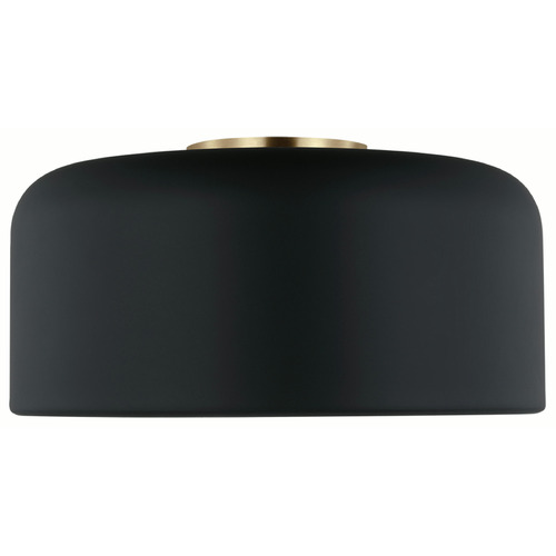 Visual Comfort Studio Collection Malone Midnight Black & Satin Brass Flushmount Light