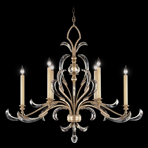 Fine Art Lamps Beveled Arcs Silver Leaf Crystal Chandelier