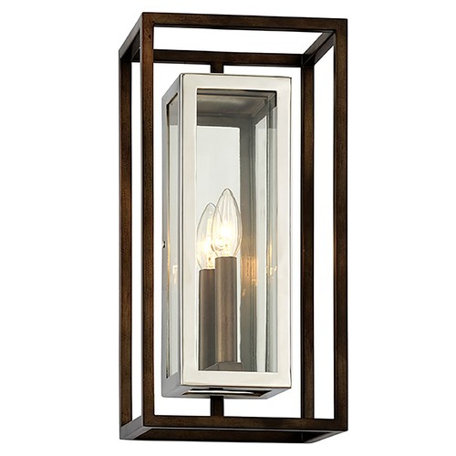 Troy Lighting Morgan Bronze & Polished Stainless Outdoor Wall Light by Troy Lighting B6512