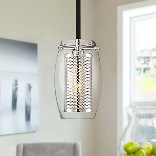 Savoy House Dunbar Matte Black and Chrome Mini Pendant by Savoy House 7-9064-1-67