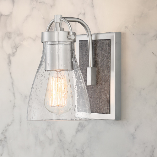 Garrison Brushed Nickel with Shale Wood Sconce by Minka Lavery