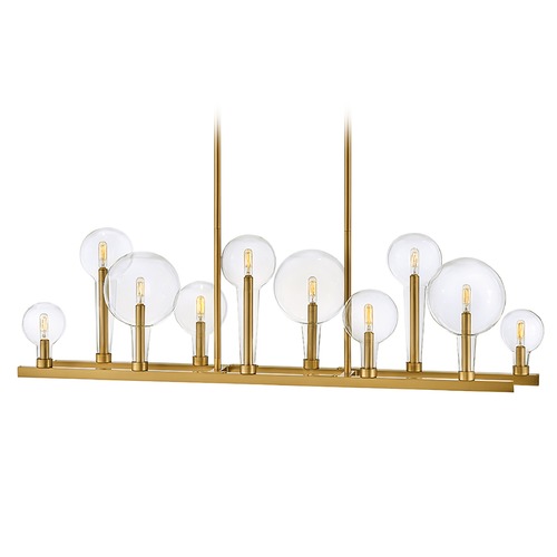 Alchemy 48.25-Inch 10-Light Linear Chandelier in Lacquered Brass by Hinkley Lighting