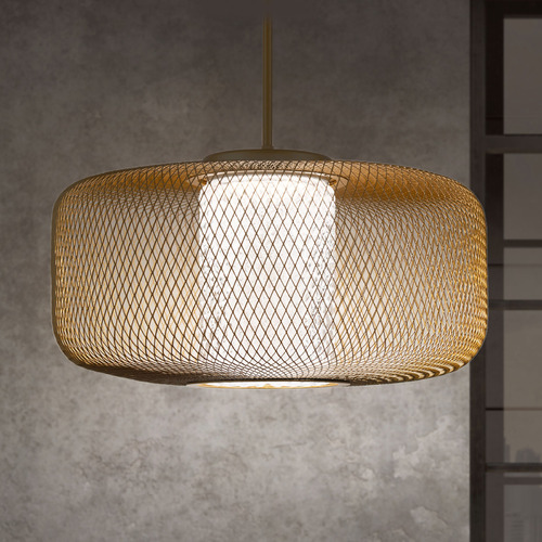 Kodo Gold LED Pendant with Cylindrical Shade by Schonbek Lighting