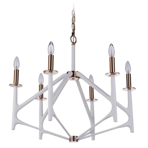 the Reserve Matte White & Satin Brass Chandelier by Craftmade Lighting