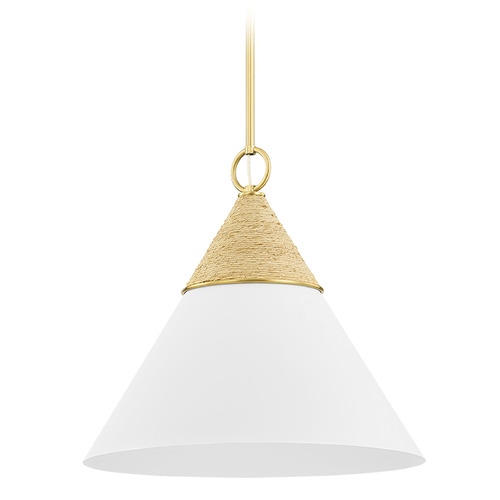 Mitzi by Hudson Valley Mitzi Alana Large Aged Brass Ceramic White Pendant H709701L-AGB/TWH