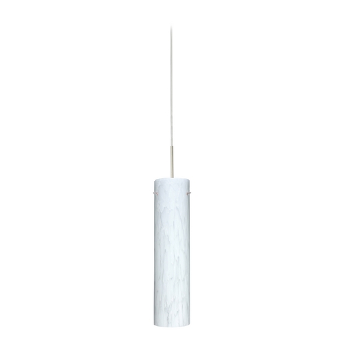 Modern Pendant Light White Glass Satin Nickel by Besa Lighting