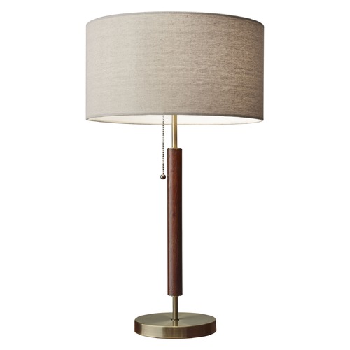 Adesso Home Hamilton Walnut / Antique Brass Table Lamp with Drum Shade