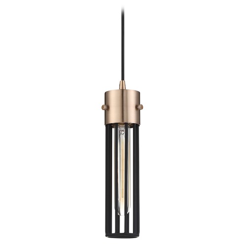 Nuvo Lighting Satco Lighting Eaves Copper Brushed Brass Pendant Light with Cylindrical Shade 60/6612