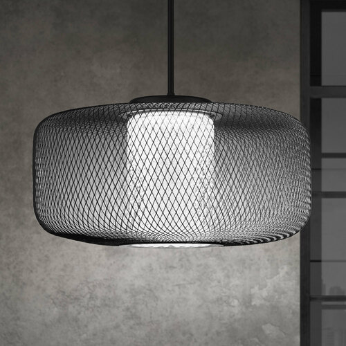 Kodo Black LED Pendant with Cylindrical Shade by Schonbek Lighting