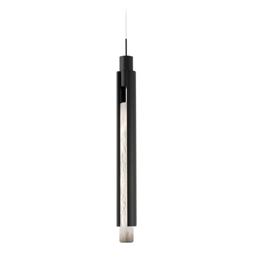 Modern Forms by WAC Lighting Modern Forms Saber Black LED Mini-Pendant Light with Cylindrical Shade PD-48424-BK