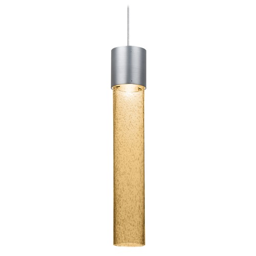 Besa Lighting Gold Seeded LED Pendant Light Satin Nickel Wanda by Besa Lighting 1XT-WAND12GD-LED-SN