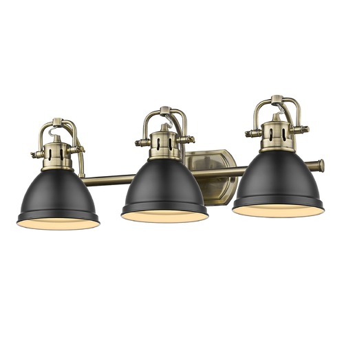 Golden Lighting Duncan 24.50-Inch Bath Light in Aged Brass & Matte Black by Golden Lighting 3602-BA3AB-BLK