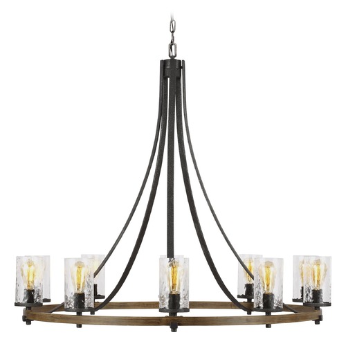 Visual Comfort Studio Collection Angelo Distressed Weathered Oak & Slate Grey Metal Chandelier by Visual Comfort Studio F3137/10DWK/SGM