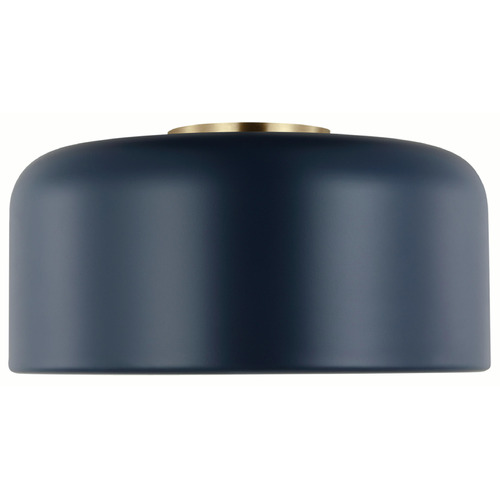 Visual Comfort Studio Collection Malone Navy & Satin Brass Flushmount Light