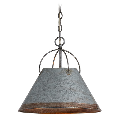Capital Lighting Alvin 13.75-Inch Pendant in Antique Galvanized by Capital Lighting 9E363A