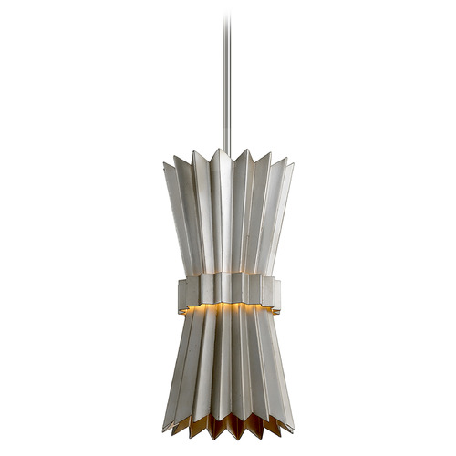 Corbett Lighting Corbett Lighting Moxy Silver Leaf Pendant Light with Cylindrical Shade 312-41-WSL