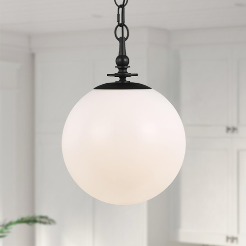 Thomas OBrien 13.75-Inch Capri Aged Iron Globe Pendant by Visual Comfort Studio