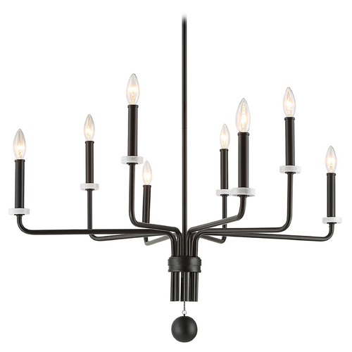 Kalizma Home Ebony Matte Black & White Marble Bobesche Chandelier by Uttermost Lighting