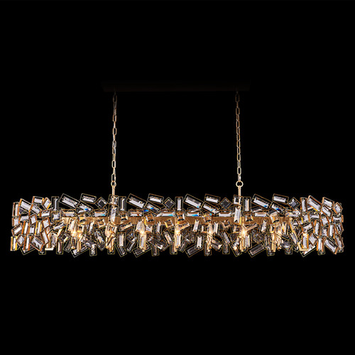 Allegri Lighting Allegri Crystal Inclanata Winter Brass Island Light 038162-044-FR001