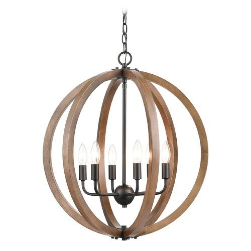 Elk Lighting Elk Lighting Barrow Birchwood, Matte Black Chandelier 81406/6