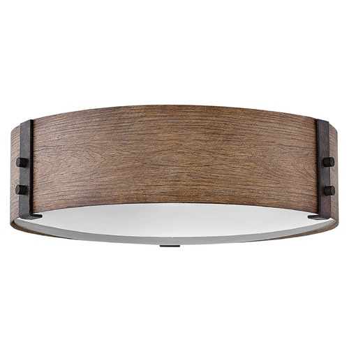 Sawyer 15-Inch LED Outdoor Flush Mount Sequoia with Iron Rust Accents by Hinkley Lighting
