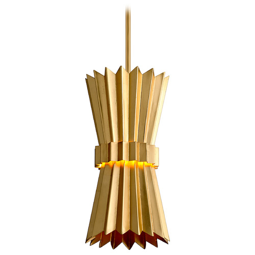 Corbett Lighting Moxy Gold Leaf Mini-Pendant Light with Fluted Shade