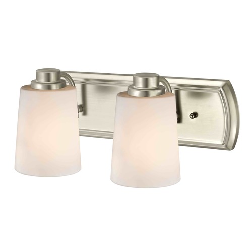 Design Classics Lighting 2-Light Vanity Light in Satin Nickel with White Glass 1202-09 GL1027