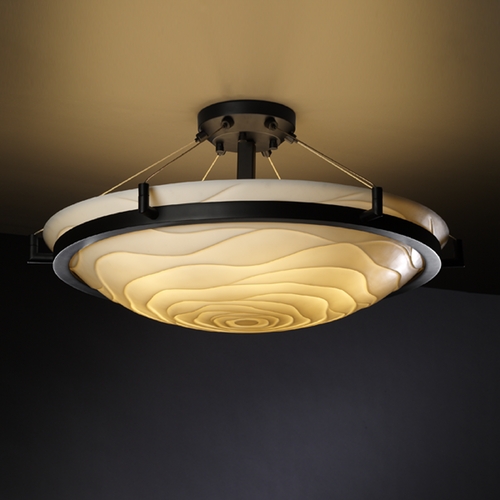 Justice Design Group Justice Design Group Porcelina Collection Semi-Flushmount Light PNA-9682-35-WAVE-DBRZ