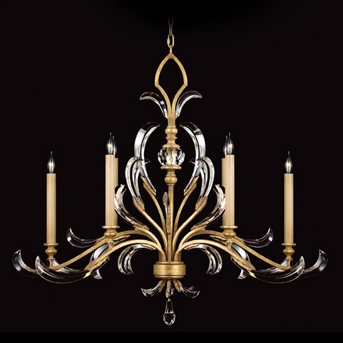 Fine Art Lamps Beveled Arcs Gold Leaf Crystal Chandelier