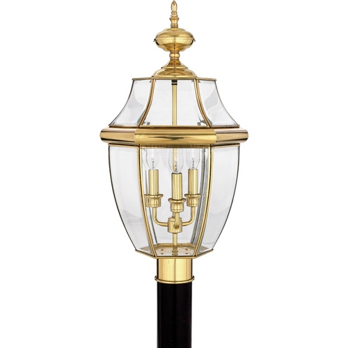 Quoizel Lighting Post Light with Clear Glass in Polished Brass Finish NY9043B