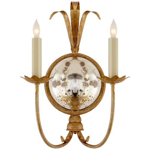 Visual Comfort Signature Collection E.F. Chapman Gramercy Double Sconce in Gilded Iron by Visual Comfort Signature CHD4175GI